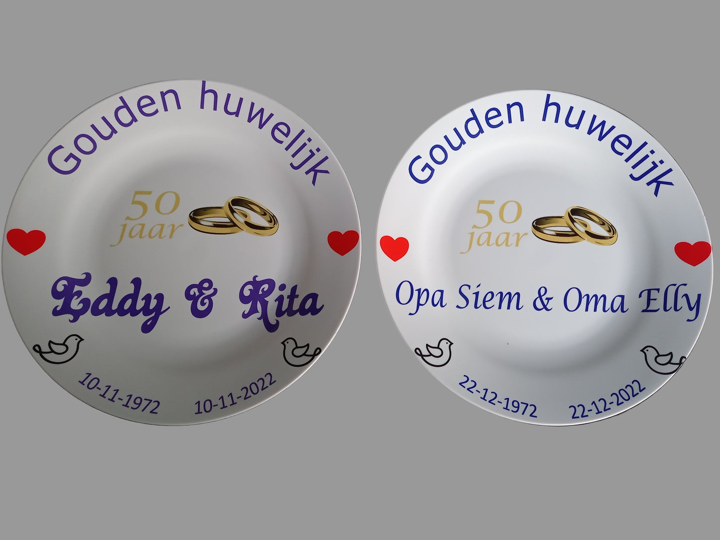 50 jaar Trouwdag cadeau Gouden huwelijk Rood - Gepersonaliseerd Cadeau - In-house Geborduurd