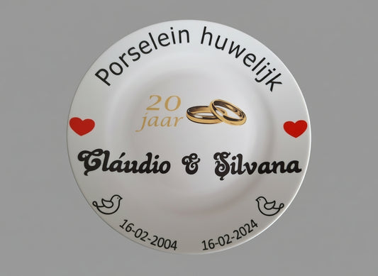 20 jaar Trouwdag cadeau Porselein huwelijk