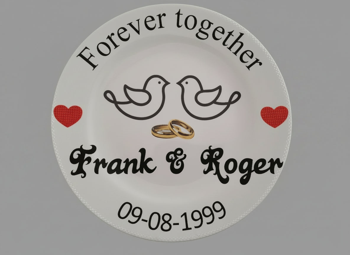 Huwelijksbord met Naam Ontwerpen | Uniek & Onbreekbaar Trouwcadeau