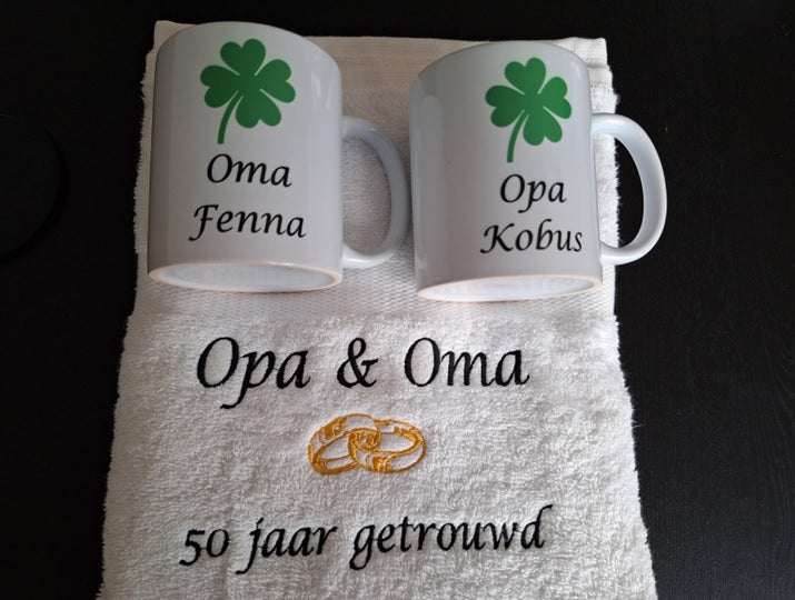 50 jaar getrouwd cadeau met namen - Gepersonaliseerd Cadeau - In-house Geborduurd