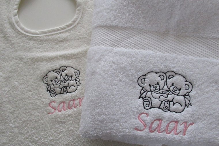 Handdoek geborduurd met naam en afbeelding - Gepersonaliseerd Cadeau - Borduurkado