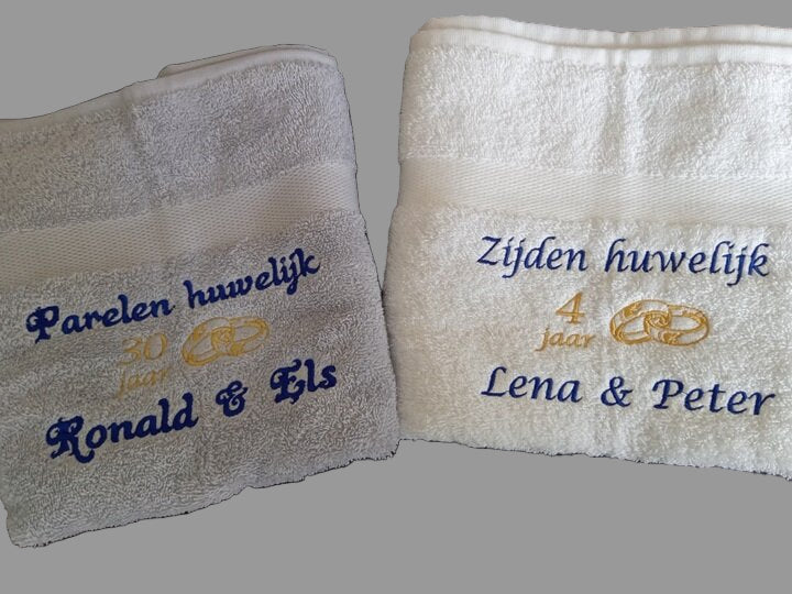 Zijden huwelijk cadeau | 4 jaar getrouwd - Gepersonaliseerd Cadeau - In-house Geborduurd