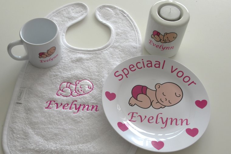 Waxinelichthouder met naam en afbeelding