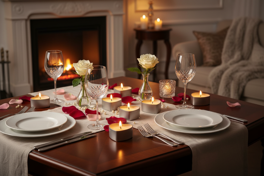 Hartvormige waxinelichtjes in romantische setting