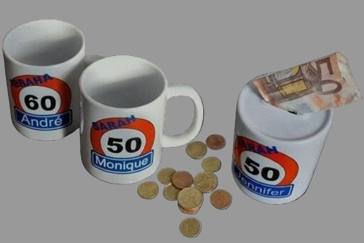 Spaarpot met Naam en Verkeersbord – Abraham Sarah Cadeau