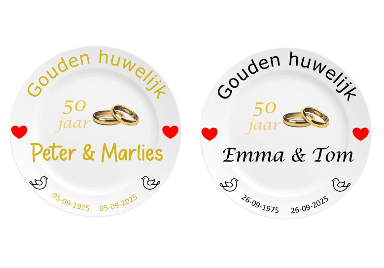 Gouden huwelijk cadeau met namen en trouwdatum
