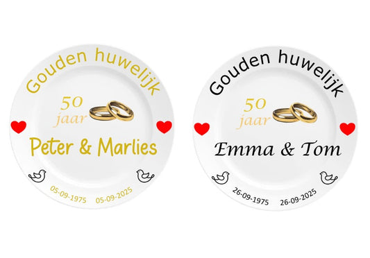 Gouden huwelijk cadeau met namen en trouwdatum