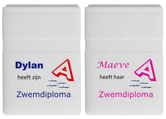 Zwemdiploma A handdoek met naam als afzwemcadeau