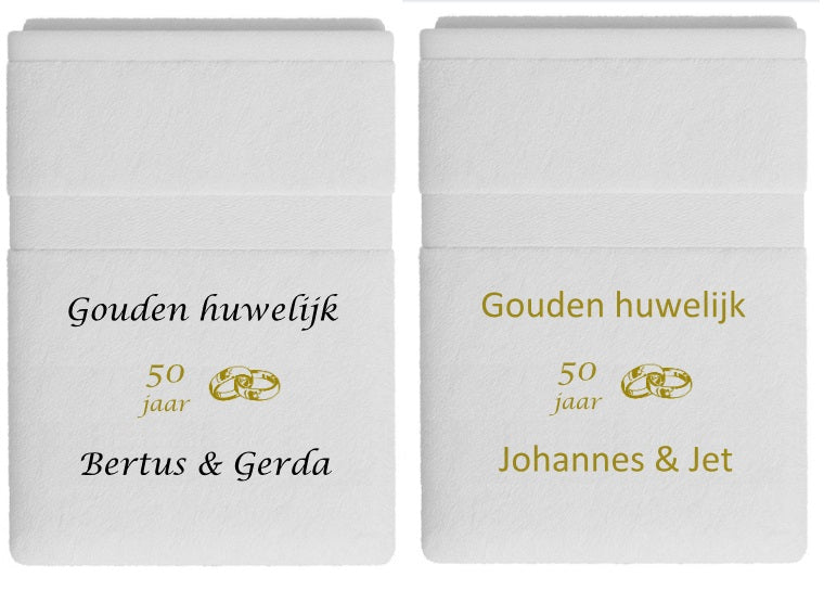Gouden huwelijk cadeau voor 50 jaar getrouwd met namen en ringen
