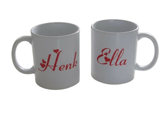 Koffiemok met naam voor Henk en Ella