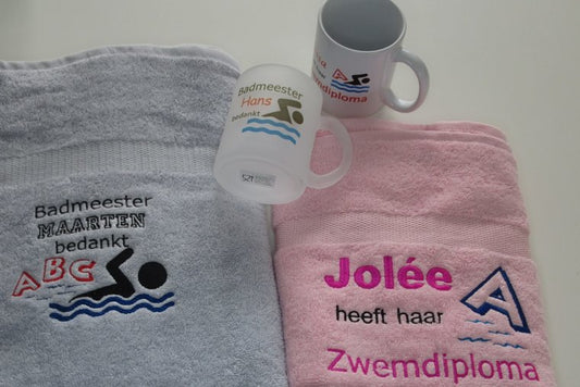Zwemdiploma A, B en C met naam, ook als mok