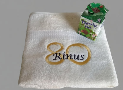 80 jaar cadeau met naam en leeftijd - Gepersonaliseerd Cadeau - In-house Geborduurd