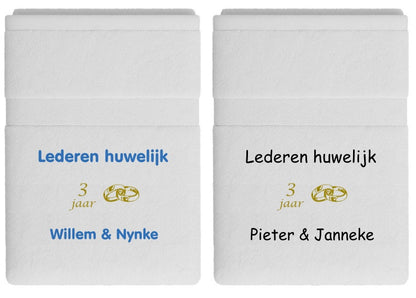 Lederen huwelijk cadeau | 3 jaar getrouwd - Gepersonaliseerd Cadeau - In-house Geborduurd