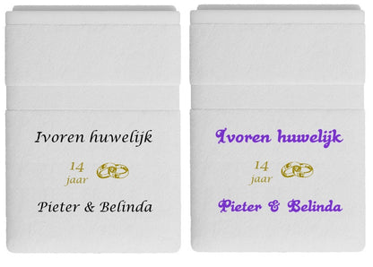 Ivoren huwelijk cadeau | 14 jaar getrouwd - Gepersonaliseerd Cadeau - In-house Geborduurd