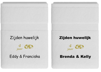 Zijden huwelijk cadeau | 4 jaar getrouwd - Gepersonaliseerd Cadeau - In-house Geborduurd
