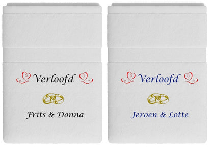 Verloofd Cadeau met Namen - Gepersonaliseerd Cadeau - In-house Geborduurd