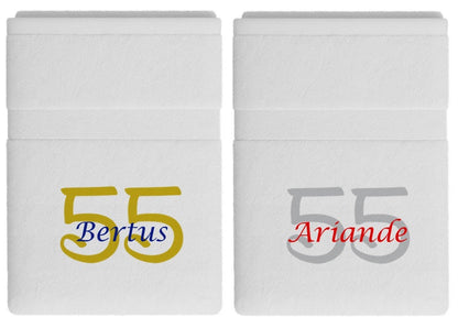 55 jaar cadeau met naam en leeftijd - Gepersonaliseerd Cadeau - In-house Geborduurd
