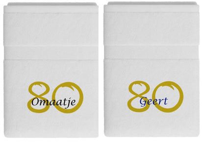 80 jaar cadeau met naam en leeftijd - Gepersonaliseerd Cadeau - In-house Geborduurd