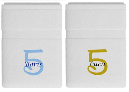5 jaar cadeau met naam en leeftijd - Gepersonaliseerd Cadeau - In-house Geborduurd