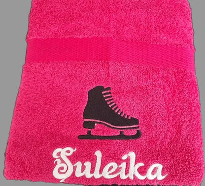 Schaats handdoek met naam - Gepersonaliseerd Cadeau - In-house Geborduurd