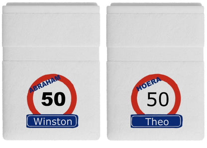 Abraham 50 jaar handdoek met naam - Gepersonaliseerd Cadeau - In-house Geborduurd