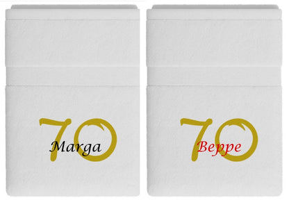 70 jaar cadeau met naam en leeftijd - Gepersonaliseerd Cadeau - In-house Geborduurd