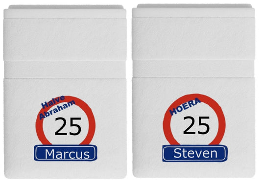 Halve Abraham 25 jaar handdoek met naam - Gepersonaliseerd Cadeau - In-house Geborduurd