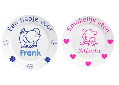 Kinderbordje met Naam en Afbeelding - Gepersonaliseerd Cadeau - In-house Geborduurd