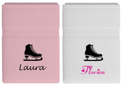 Schaats handdoek met naam - Gepersonaliseerd Cadeau - In-house Geborduurd