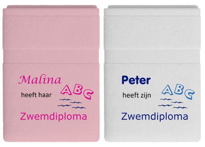 Zwemdiploma ABC cadeau met Naam - Gepersonaliseerd Cadeau - In-house Geborduurd