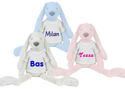 Knuffelkonijn Rabbit Richie met Naam Wit - Gepersonaliseerd Cadeau - In-house Geborduurd