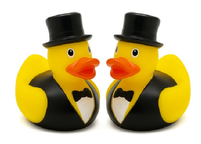 Bruidspaar badeendjes - Gepersonaliseerd Cadeau - In-house Geborduurd
