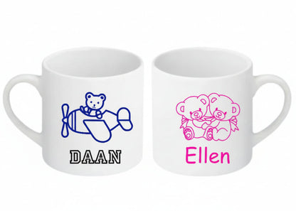 Kindermok met naam en afbeelding - Gepersonaliseerd Cadeau - In-house Geborduurd