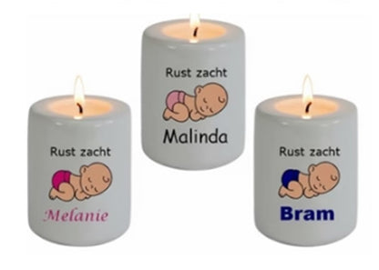 Troostlichtje Baby met Naam | Rust Zacht Gedenklicht - Gepersonaliseerd Cadeau - In-house Geborduurd