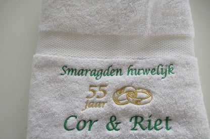 Smaragden huwelijk cadeau | 55 jaar getrouwd - Gepersonaliseerd Cadeau - In-house Geborduurd