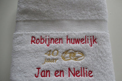 Robijnen huwelijk cadeau | 40 jaar getrouwd - Gepersonaliseerd Cadeau - In-house Geborduurd