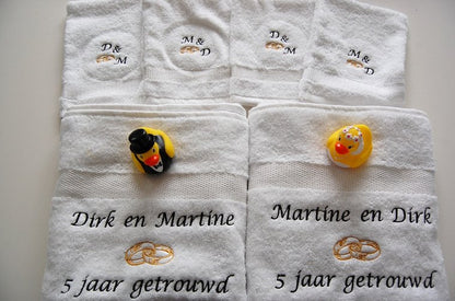 5 jaar getrouwd cadeau met namen - Gepersonaliseerd Cadeau - In-house Geborduurd
