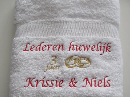 Lederen huwelijk cadeau | 3 jaar getrouwd - Gepersonaliseerd Cadeau - In-house Geborduurd