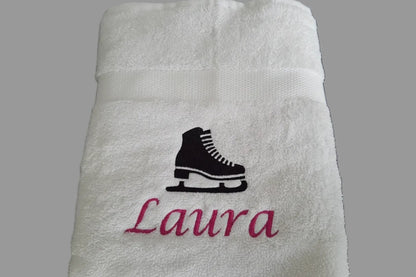 Schaats handdoek met naam - Gepersonaliseerd Cadeau - In-house Geborduurd