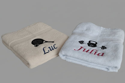 Padel handdoek cadeau met naam - Gepersonaliseerd Cadeau - In-house Geborduurd