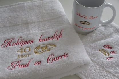Robijnen huwelijk cadeau | 40 jaar getrouwd - Gepersonaliseerd Cadeau - In-house Geborduurd