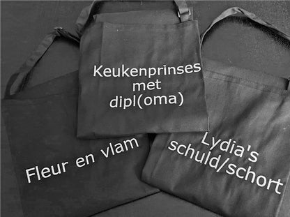 Schort met logo Keukenschort, BBQ schort, en Wijnschortjes - Gepersonaliseerd Cadeau - In-house Geborduurd