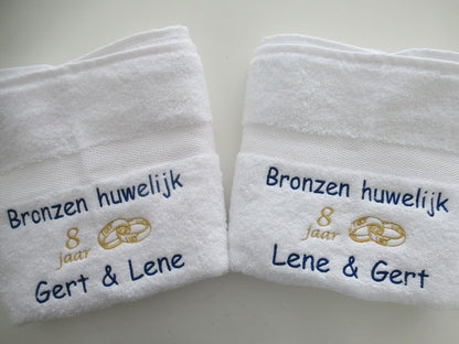 Bronzen huwelijk cadeau | 8 jaar getrouwd - Gepersonaliseerd Cadeau - In-house Geborduurd
