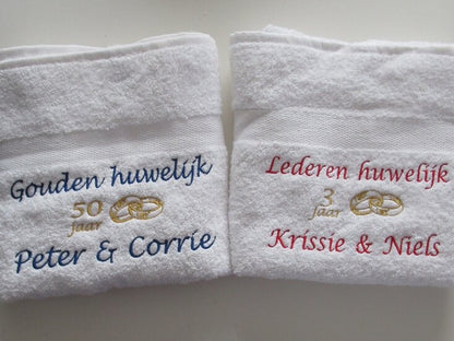 Lederen huwelijk cadeau | 3 jaar getrouwd - Gepersonaliseerd Cadeau - In-house Geborduurd
