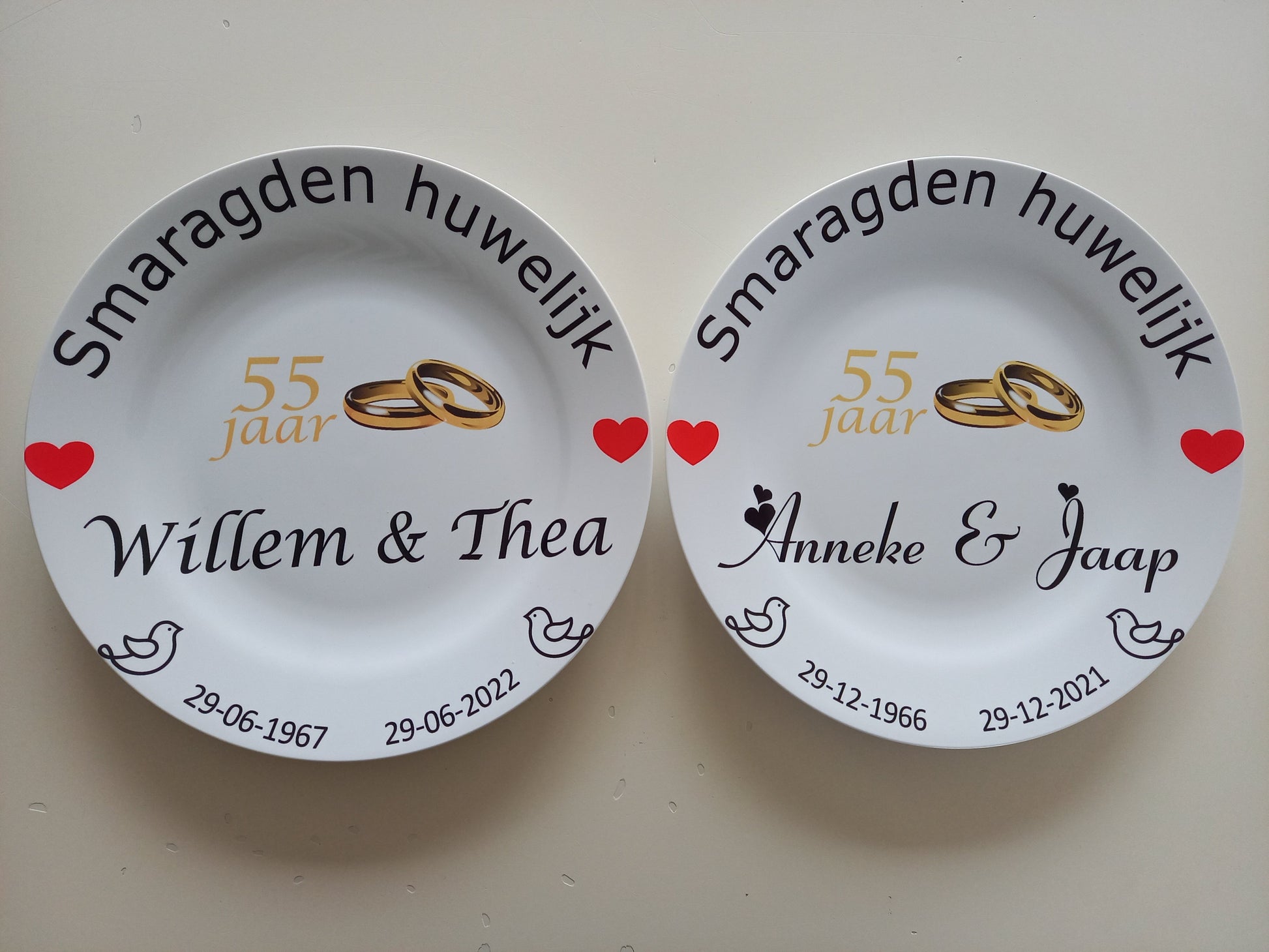 55 jaar Trouwdag cadeau Smaragden huwelijk Rood - Gepersonaliseerd Cadeau - In-house Geborduurd