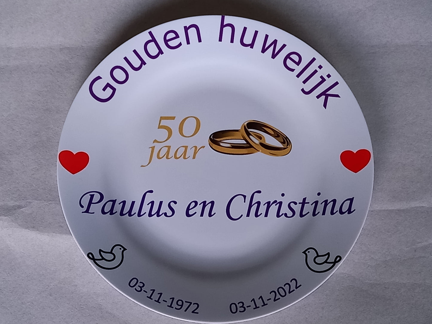 50 jaar Trouwdag cadeau Gouden huwelijk Rood - Gepersonaliseerd Cadeau - In-house Geborduurd