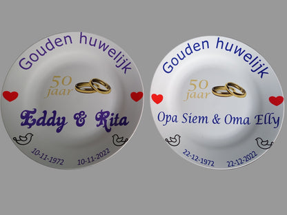 50 jaar Trouwdag cadeau Gouden huwelijk Rood - Gepersonaliseerd Cadeau - In-house Geborduurd