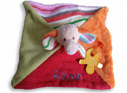 Olifant knuffeldoek met naam - Gepersonaliseerd Cadeau - In-house Geborduurd