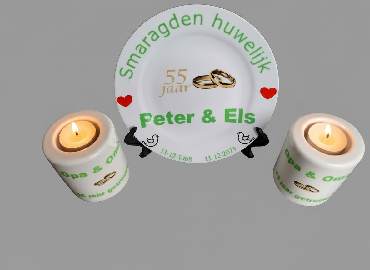 55 jaar Trouwdag cadeau Smaragden huwelijk Rood - Gepersonaliseerd Cadeau - In-house Geborduurd