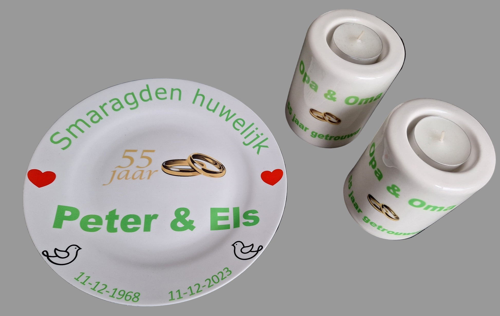 55 jaar Trouwdag cadeau Smaragden huwelijk Rood - Gepersonaliseerd Cadeau - In-house Geborduurd